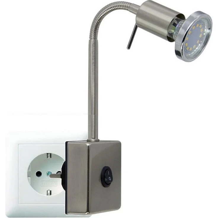 TRANGO LED Nachtlicht, 2607 LED Steckerleuchte *EVIE* Wandleuchte, Leselampe, Küchenlampe, Nachtlicht in Nickel matt inkl. 1x GU10 LED Leuchtmittel 3000K warmweiß, Wandlampe, Küchenlampe, Steckerlampe – Bild 4