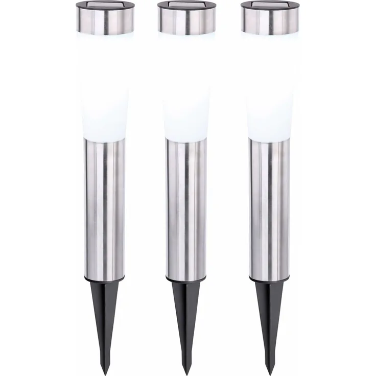 Ambia Garden 'Vision' Solarleuchtenset, Metall silber, LED-Leuchtmittel, Batterie inklusive
