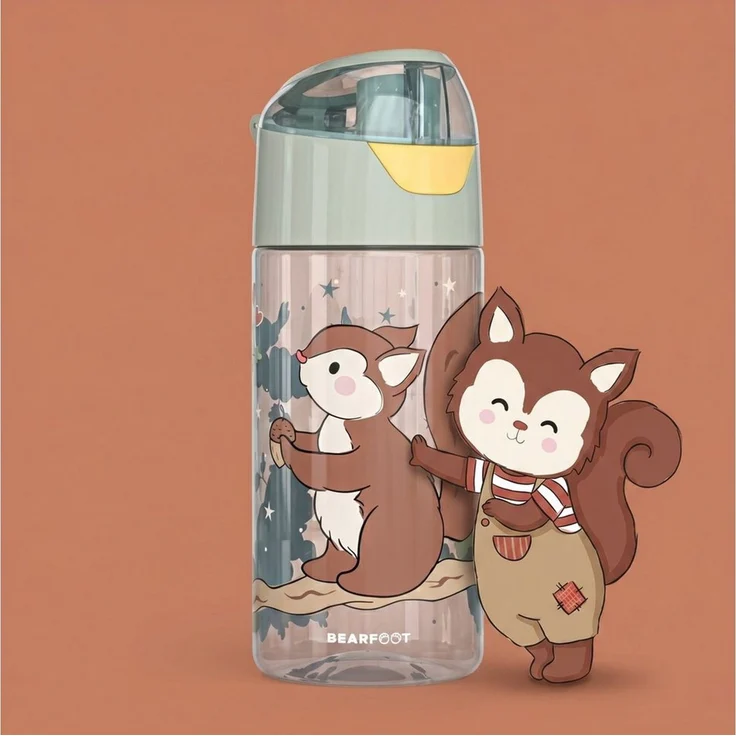 BEARFOOT Trinkflasche Trinkflasche Kinder, leichte Wasserflasche-Eichhörnchen sage – Bild 2