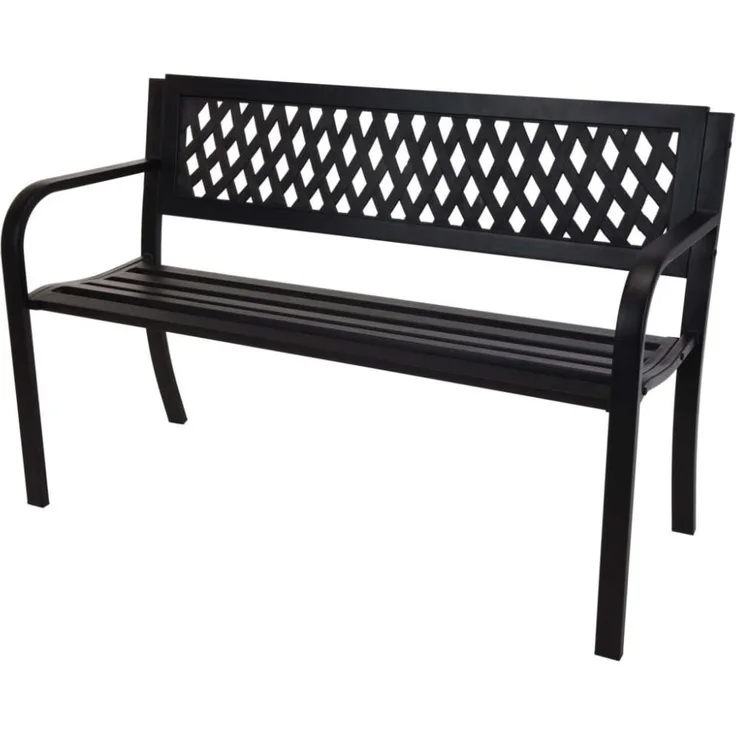 ProGarden Gartenbank Stahl 119x50x75 cm Schwarz