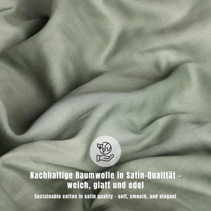 SCHÖNER WOHNEN-Kollektion Bettwäsche PLAIN Satin Bettwäsche, Baumwolle, 1 teilig, 200 x 200 cm in Grün – Bild 4