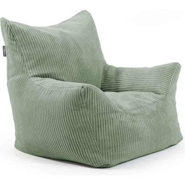 mokebo Kindersessel aus Cord Der Pausenheld, ergonomischer Kindersitzsack in Grün mit erhöhter Rückenlehne für Kinder von 2 bis 6 Jahren – Bild 1