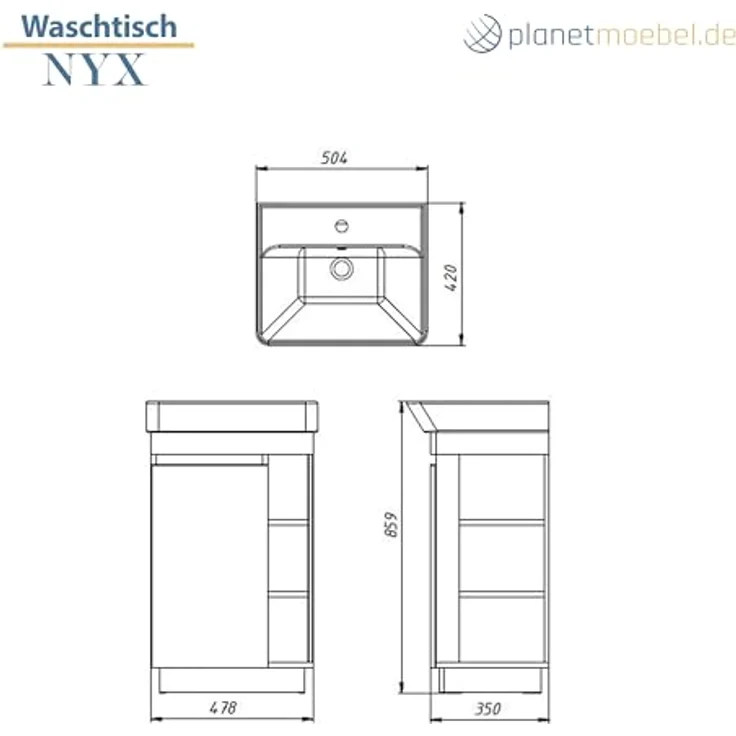 Planetmöbel Badmöbel-Set Badmöbel Set Nyx Waschtisch 50 cm Wotan Eiche / Anthrazit, (50cm Waschtisch, 1-St), Badezimmer Waschtisch 50 cm – Bild 7