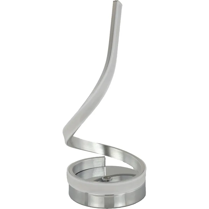 REV Tischlampe SNAKE - Akku Tischleuchte kabellos, RGB Touch Lampe dimmbar, wiederaufladbar, modernes Aluminium-Gehäuse, silber