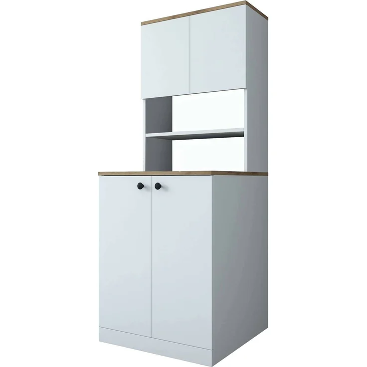 Dmora Großer Mehrzweckschrank Marty, Multifunktionale Möbel, Schuhschrank, Besenschrank, 70x73h184 cm, Weiß und Walnuss – Bild 1