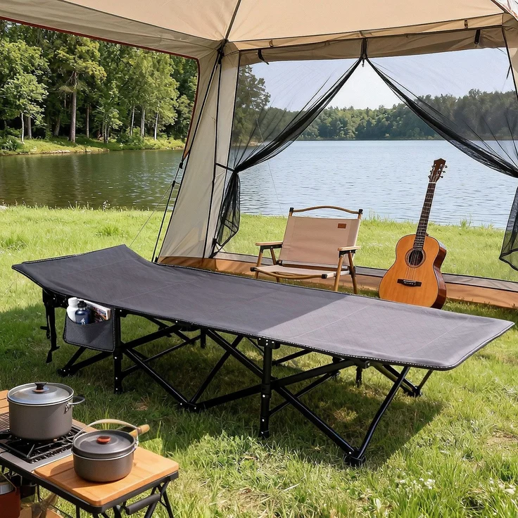 Sekey Feldbett Klappbar XXL Campingbett, 190 x 71 x 35 cm Klappbett mit seitlicher Tasche, für Garten Camping – Bild 1