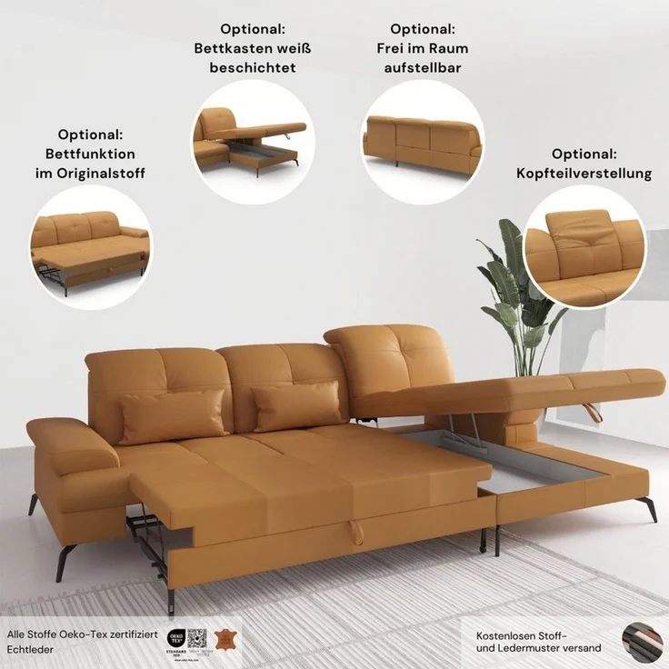 sit&more Ecksofa Amica, L-Form, inkl. Sitztiefenverstellung & Armteilverstellung, wahlweise mit Bettfunktion, Bettkasten und Kopfteilverstellung – Bild 4