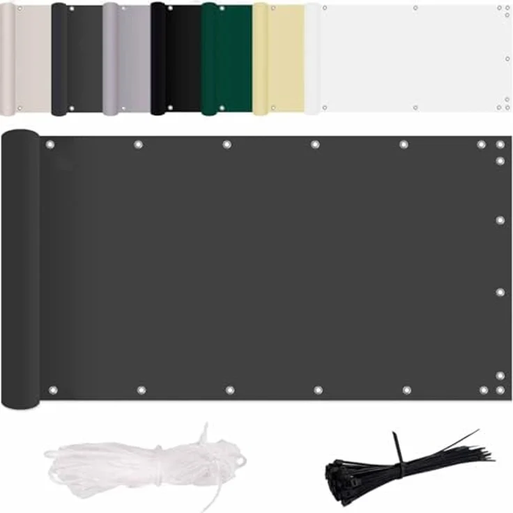 MENGH Balkon Sichtschutz Ohne Bohren Wind-und UV-Schutz, 160g/m², Mit Montagezubehör, 100% Polyester, für Balkon geländer,Terrasse & Garten - Anthrazit 120x550 cm – Bild 1