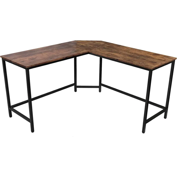 VENDOMNIA Schreibtisch industrial Design, aus Metall (Ablage oder Monitorständer, Schwarz Braun, Modellwahl, Eckscreibtisch, Computertisch, Bürotisch, L Form Arbeitstisch), Vintage Retro Laptop und PC Tisch