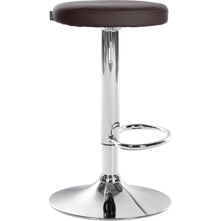 Barhocker KAZON - Kunstleder Braun 38.5x38.5x60 cm Silber | Barstuhl Höhenverstellbar Tresenhocker Tresenstuhl Kneipenhocker Kneipenstuhl – Bild 4