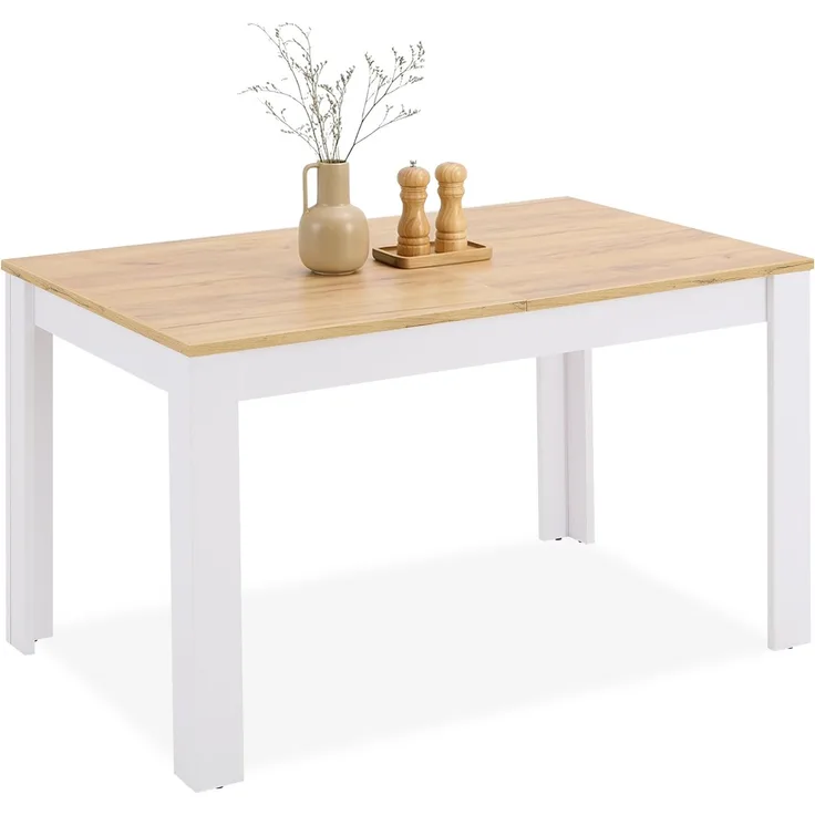 Esstisch ausziehbar 135x86 cm Wohnzimmertisch Weiß Holz Eiche Küchentisch Esszimmertisch Holztisch Tisch