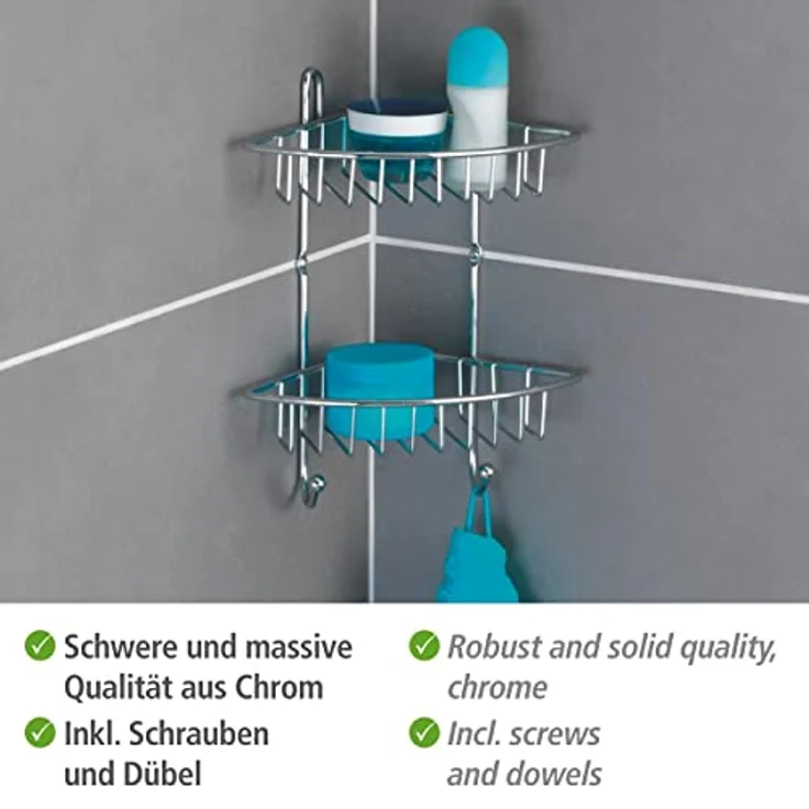 Wenko Eckregal Milano Stahl, chrom, 2 Ablagen – Bild 6