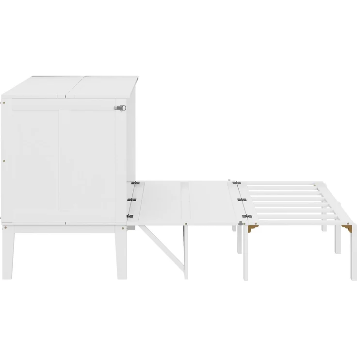 Rayofly-Vertikales Schrank-Wandbett H 200cm x T 140cm x B 200cm, Wandklappbett mit Lattenrost, Jugendbett, Weiß – Bild 9