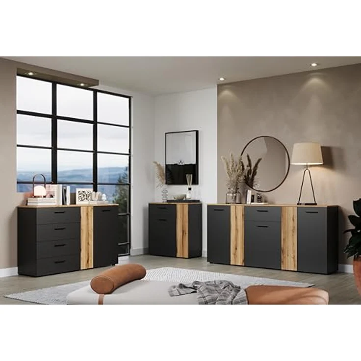 Sideboard Esteban in grau und Eiche Evoke 139 cm – Bild 7