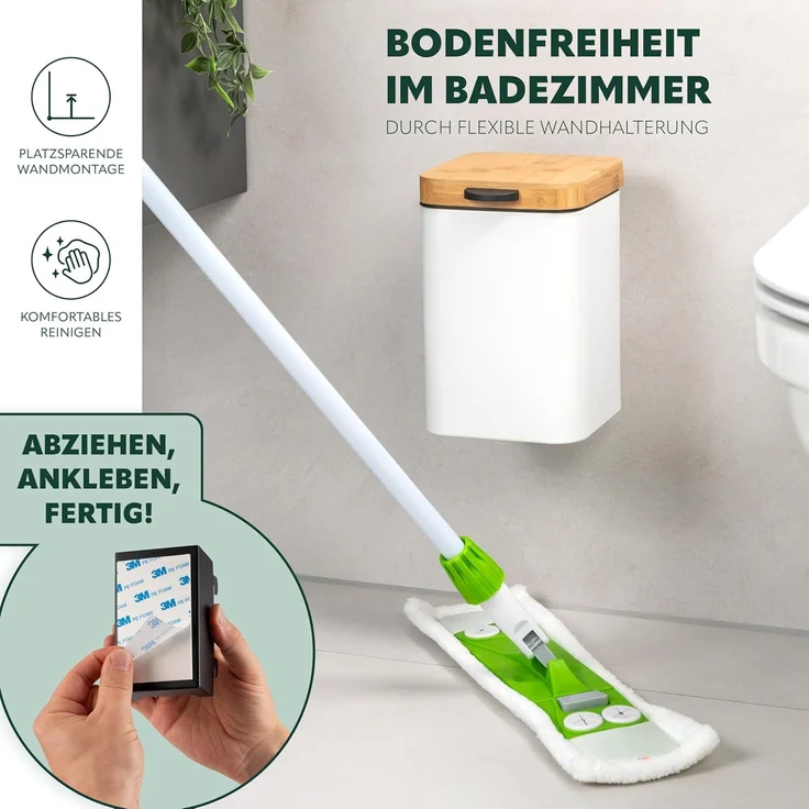 bremermann Kosmetikeimer Wand-Kosmetikeimer 3 l, Badmülleimer 2-Wege-Montage, eckig – Bild 3