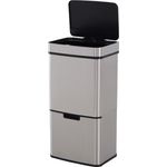 HOMCOM Mülleimer Abfalleimer mit Sensor 72 l Mülltrennsystem 3 Fächer Edelstahl Silber 42 x 30 x 81