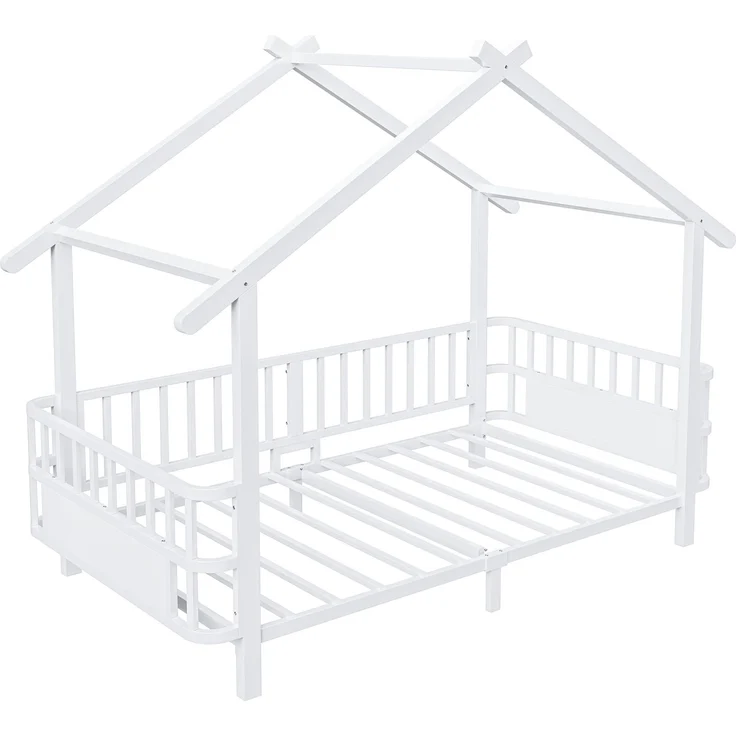 ZUBALIYA Kinderbett 90 × 200 cm, Metall, Schutzgitter, Weiß – Bild 11