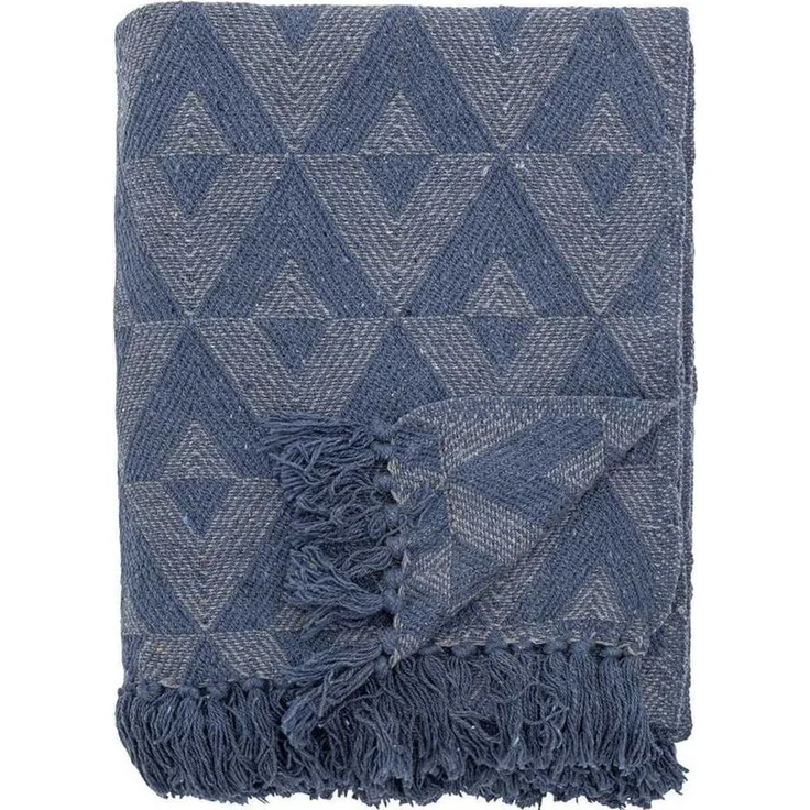 Wohndecke Bloomingville Decke UDINE Blau Gemustert 160x130 cm, Bloomingville – Bild 5