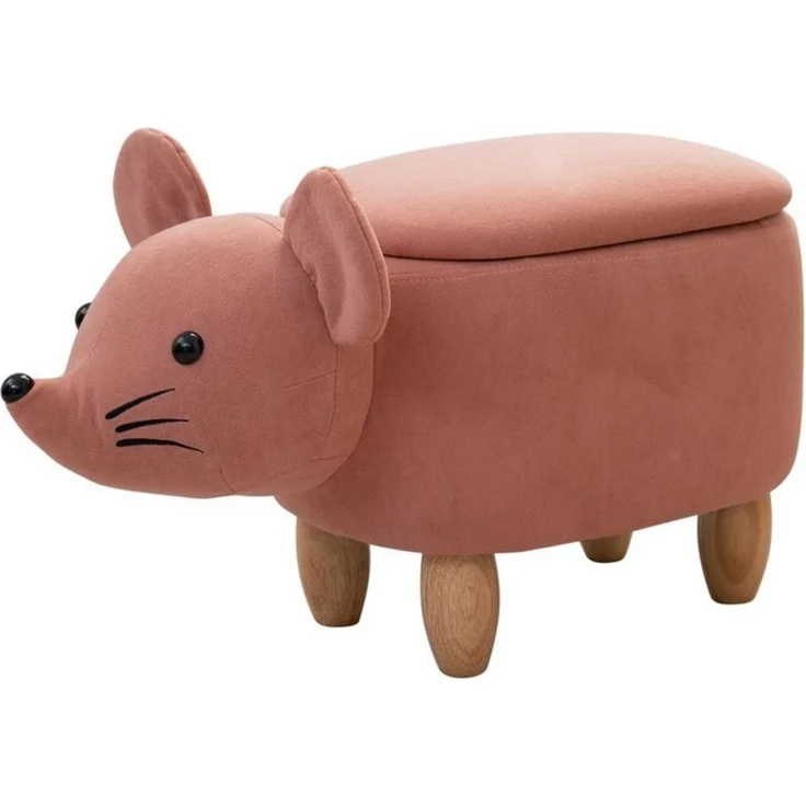 SVITA Kinderhocker Tierhocker, mit Stauraum, Sitzhocker, Sitztruhe, Maus Rosa