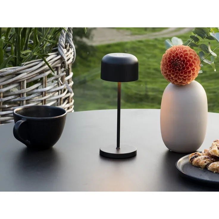 Kleine Akku Tischleuchte LILLE per USB aufladbar, Schwarz Höhe 20cm