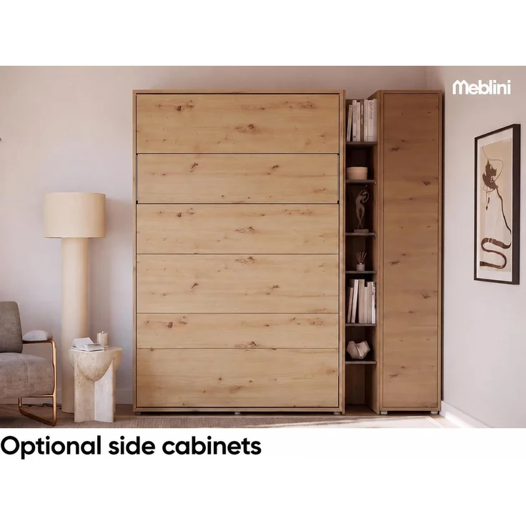 MEBLINI Elektrisches Schrankbett BC-36 - 140x200cm Vertikal - Artisan Eiche - Kopfteil Grau ohne Matratze - Wandbett mit Lattenrost und Kopfteil - Wandklappbett – Bild 2