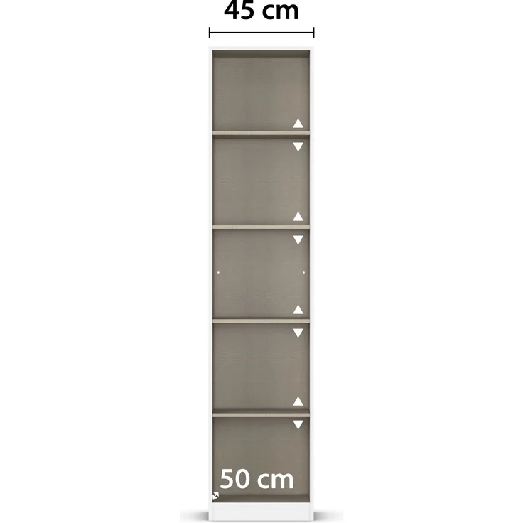 rauch Allrounder, Garderobenschrank, Mehrzweckschrank, 1-türig, mit 4 Einlegeböden, abschließbar, Farbe Weiß/Eiche Artisan, BxHxT 47x210x41cm – Bild 8