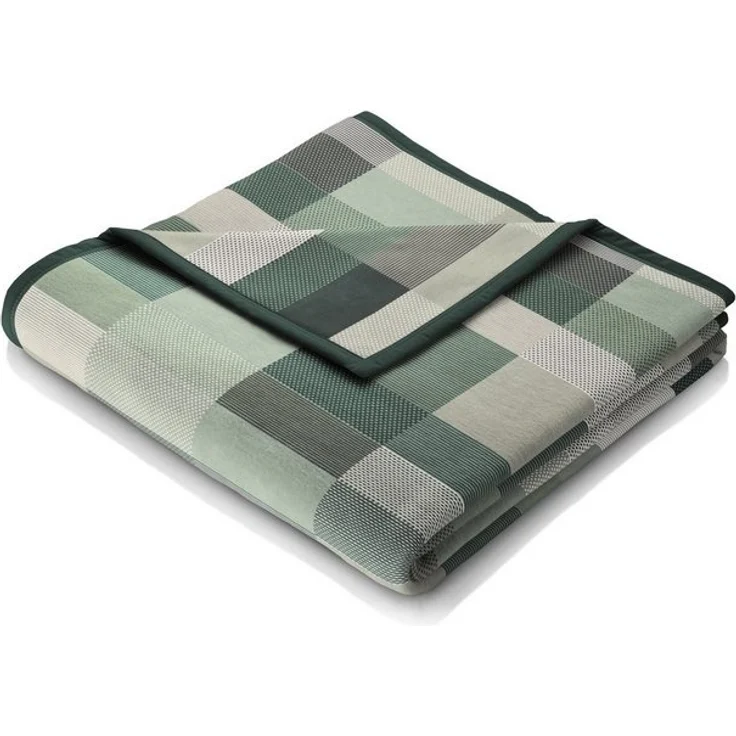 Wohndecke Color Squares green, grün karierte Kuscheldecke in 150x200, Biederlack, Decke aus Baumwoll-Mix, Made in Germany – Bild 4
