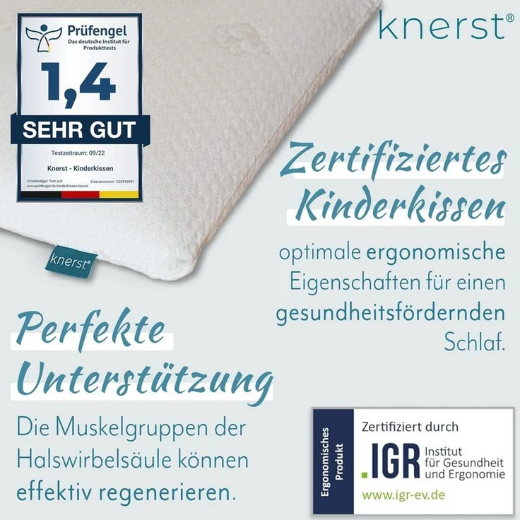 KNERST Kopfkissen Kinderkissen Memory Schaum 2-5 Jahre u. 6-10 Jahre, Füllung: CosyPUR Memory Gedächtnisschaum, Seitenschläfer, Bauchschläfer, Rückenschläfer, perfekte Balance zwischen Unterstützung und Gemütlichkeit – Bild 2