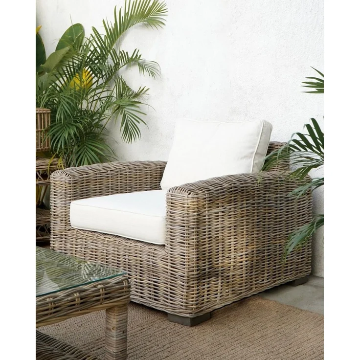 More2Home Loungesessel Rattan-Sessel, SPLIT, 90 cm grau – Bild 1