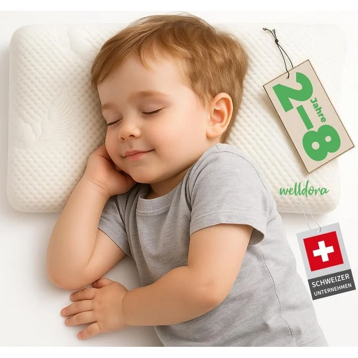 Welldora Kopfkissen Kinderkissen Memory Foam 30x50 cm ergonomisch für Kinder 2–8+ Jahre, OEKO-TEX® Standard 100 Certificate – Bild 1