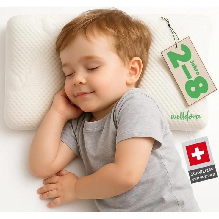 Welldora Kopfkissen Kinderkissen Memory Foam 30x50 cm ergonomisch für Kinder 2–8+ Jahre, OEKO-TEX® Standard 100 Certificate