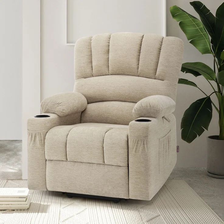 M MCombo Fernsehsessel mit Aufstehhilfe Elektrisch, 7102 (Stoff, Beige) – Bild 2