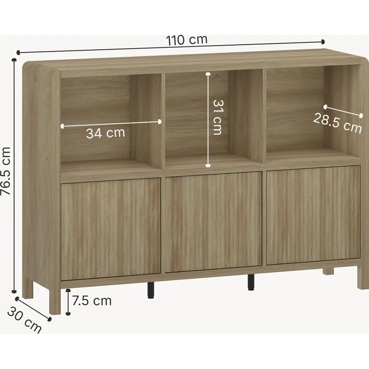 Sideboard Lukkodso 77x110x30 cm Eicheoptik rustikal [en. casa] – Bild 4