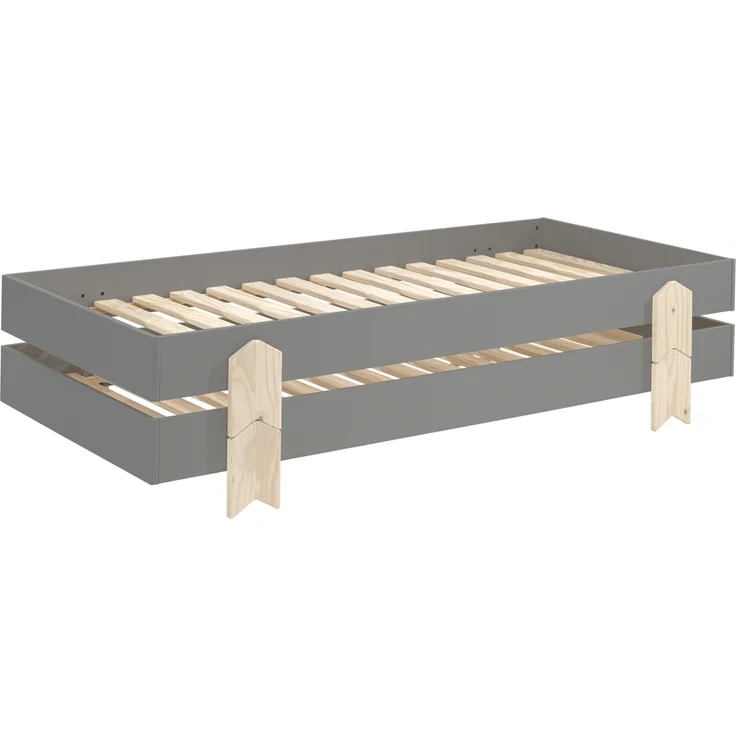 Stapelbett >Moldulo< 2er Set, Lattenrost, grau lackiert - je 203,6x27,5x93,8cm (BxHxT) – Bild 5