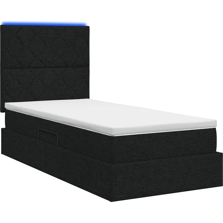 vidaXL LED-Speicherbett mit Matratze Schwarz 90 x 200 cm Stoff 3459983 – Bild 9