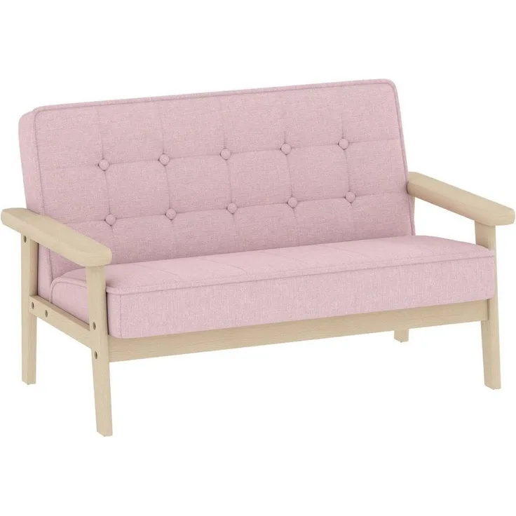 AIYAPLAY Kindersessel mit Holzrahmen (Kindersofa, 1-St, gepolsterter Kinderstuhl), für Kinderzimmer, Spielzimmer, Rosa