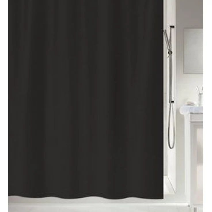 spirella Duschvorhang PRIMO Breite 180 cm, Anti-Schimmel Textil-Duschvorhang, Polyester, 180x200 cm, waschbar, schwarz – Bild 5