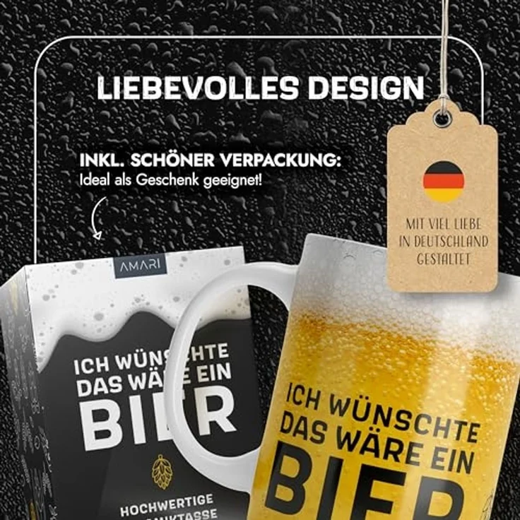Amari Tasse AMARI® Bier Tasse "Ich wünschte das wäre ein Bier" - Geschenk Bier – Bild 4