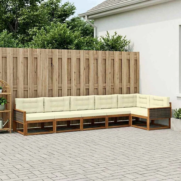 vidaXL Outdoor-Sofagarnitur 6 stk. 6-Sitzer Natur und Creme 3382598 – Bild 1