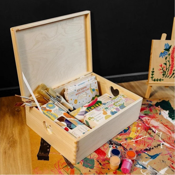 Creative Deco Aufbewahrungsbox Holzkiste mit Deckel Erinnerungsbox Holzbox, herzförmige Griffe – Bild 2