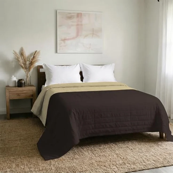 Italian Bed Linen Elegant Sommer Steppdecke braun/creme, 100% Mikrofaser, 260x270 cm – Bild 13