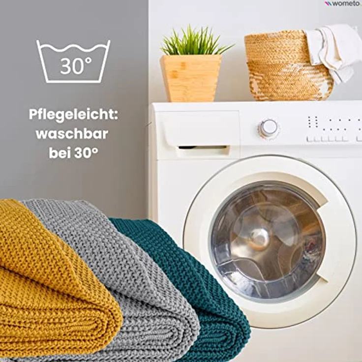 wometo Strickdecke, Grau, 140x190 cm, Oeko-Tex® zertifiziert, super weich und pflegeleicht, Wohntextilien – Bild 4