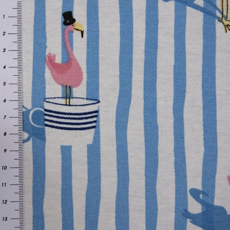 SCHÖNER LEBEN. Tischläufer SCHÖNER LEBEN. Tischläufer Canvas Flamingo Streifen maritim hellblau, handmade – Bild 4