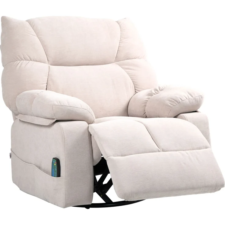 Wohnora-Massagesessel mit Wärme- & Liegefunktion, drehbar, bis 150 kg, Metallgestell, 98x90x98cm, Beige,H 980cm x T 980cm x B 900cm – Bild 1