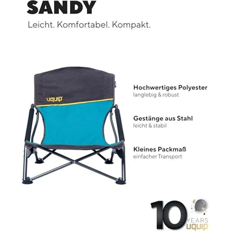 Uquip Strandstuhl Sandy Campingstuhl Faltstuhl Klappstuhl Faltbar Niedrig 120 kg Blue/Grey – Bild 5