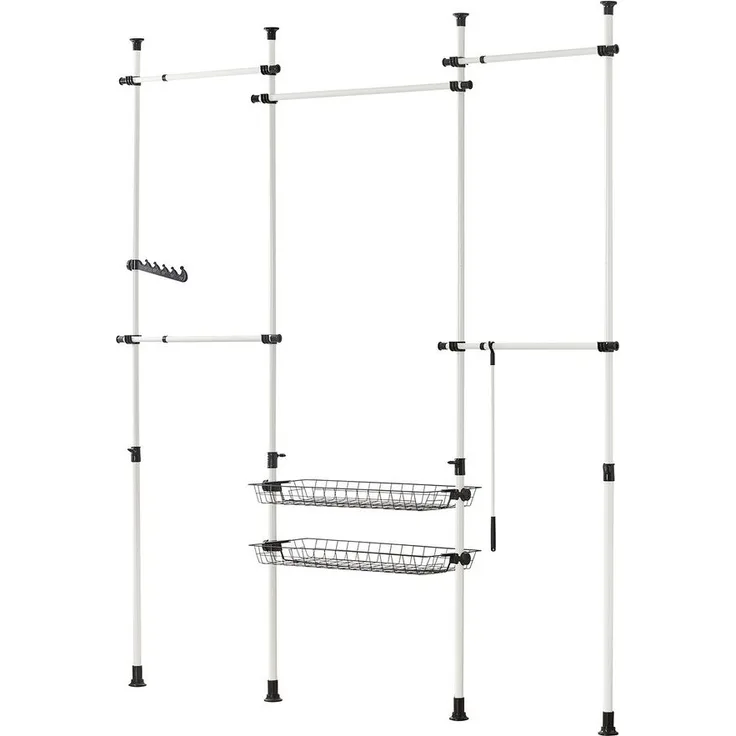 SoBuy KLS04 Garderobenständer, Metall, Pulverbeschichtung, Weiß, 62 x 200 x 75 cm
