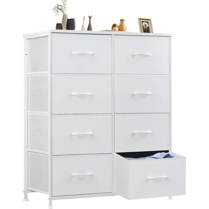Sweetcrispy Kommode für Schlafzimmer, breite Schublade Kommode, 8 Stoffschubladen mit Griffen, Schubladen aus Stoff, Schrank, TV Stand für Schlafzimmer, Schrank, Wohnzimmer, Kinderzimmer – Bild 1
