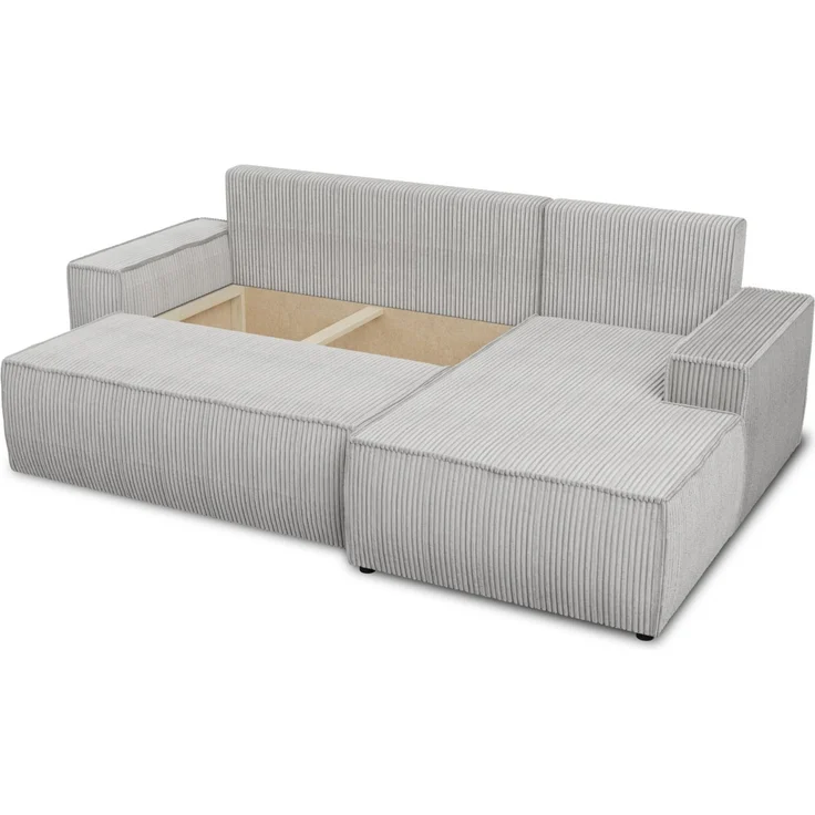 Ecksofa Totti L mit Schlaffunktion und Bettkasten - Cord Stoff - L-Form Couch, Polstersofa, Schlafsofa, Sofagarnitur (Grau (Poso 110) Seite: Links) – Bild 4