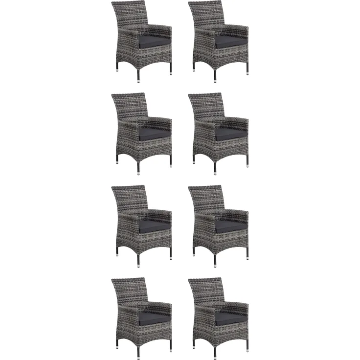 Mandalika Garden MONACO Polyrattan Diningsessel mit Alu-Gestell Black Pearl