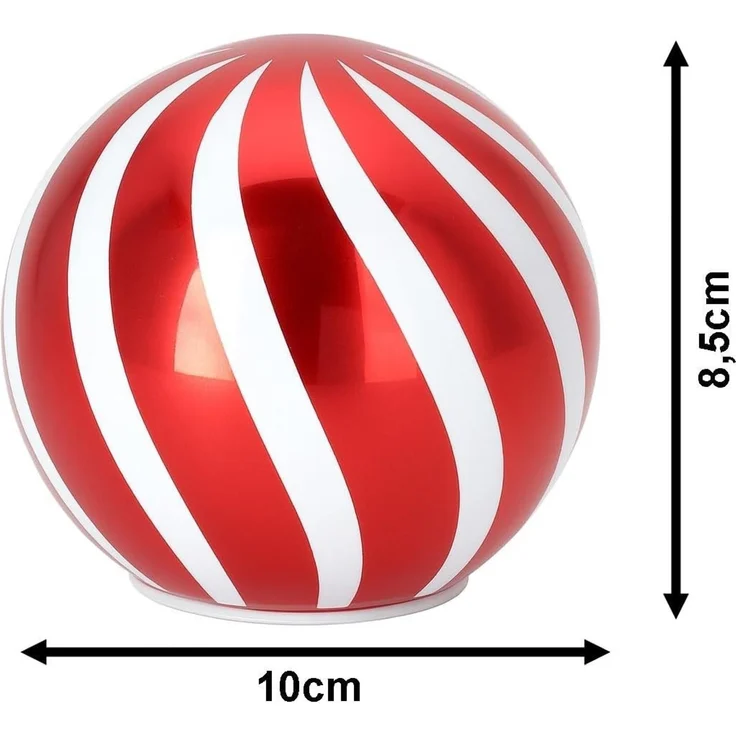 mucHome LED Kugelleuchte Deko Kugel LED Licht rot/weiß Weihnachtskugel 10cm, mit 8 LEDs – Bild 3